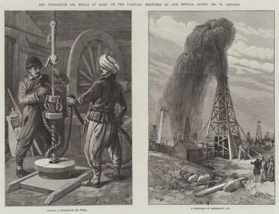 The Petroleum Oil Wells at Baku on the Caspian by William Crimea Simpson